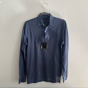 Massimo Dutti Sunfaded Blue Longsleeve Polo